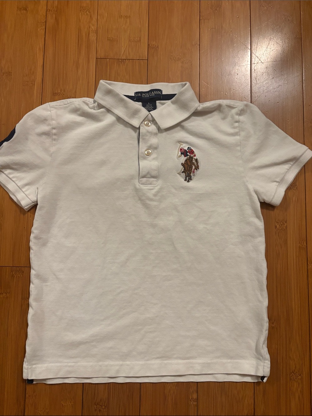 U.S. Polo Assn. White Boys' Polo with Embroidered Player Patch